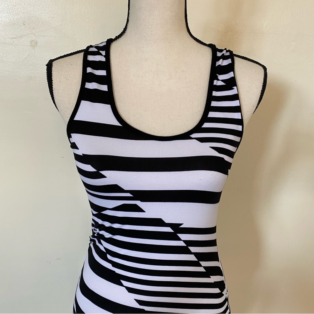 Bebe Racerback Black & White Maxi Dress - Picture 3 of 7